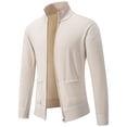 thumbnail image 2 of hoksml Men's Full Zip Knit Cardigan Stand Collar Long Sleeve Casual Soft Lightweight Sweater Jacket for Daily Comfort, 2 of 9