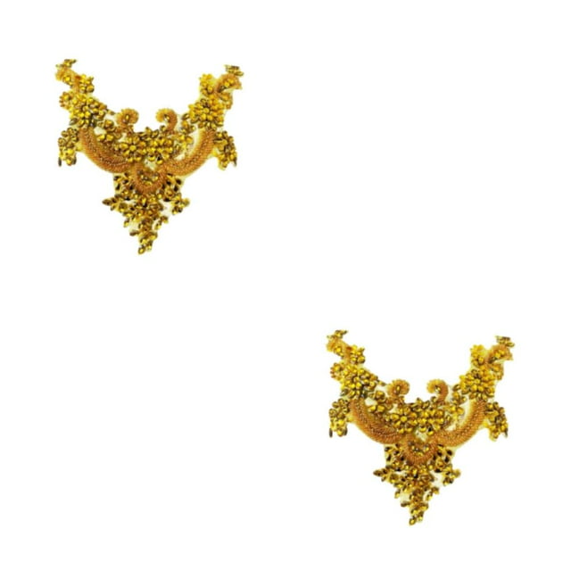 Wweixi Fine Workmanship Applique Sew On Beads Trim Patches For Beautiful And Fashionable Designs Acrylic Durable For Long Time yellow 2Set