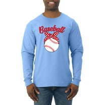 Wild Bobby, Cute Baseball Mom Ribbon Gift, Mother's Day, Men Long Sleeve Shirt, Light Blue, Medium