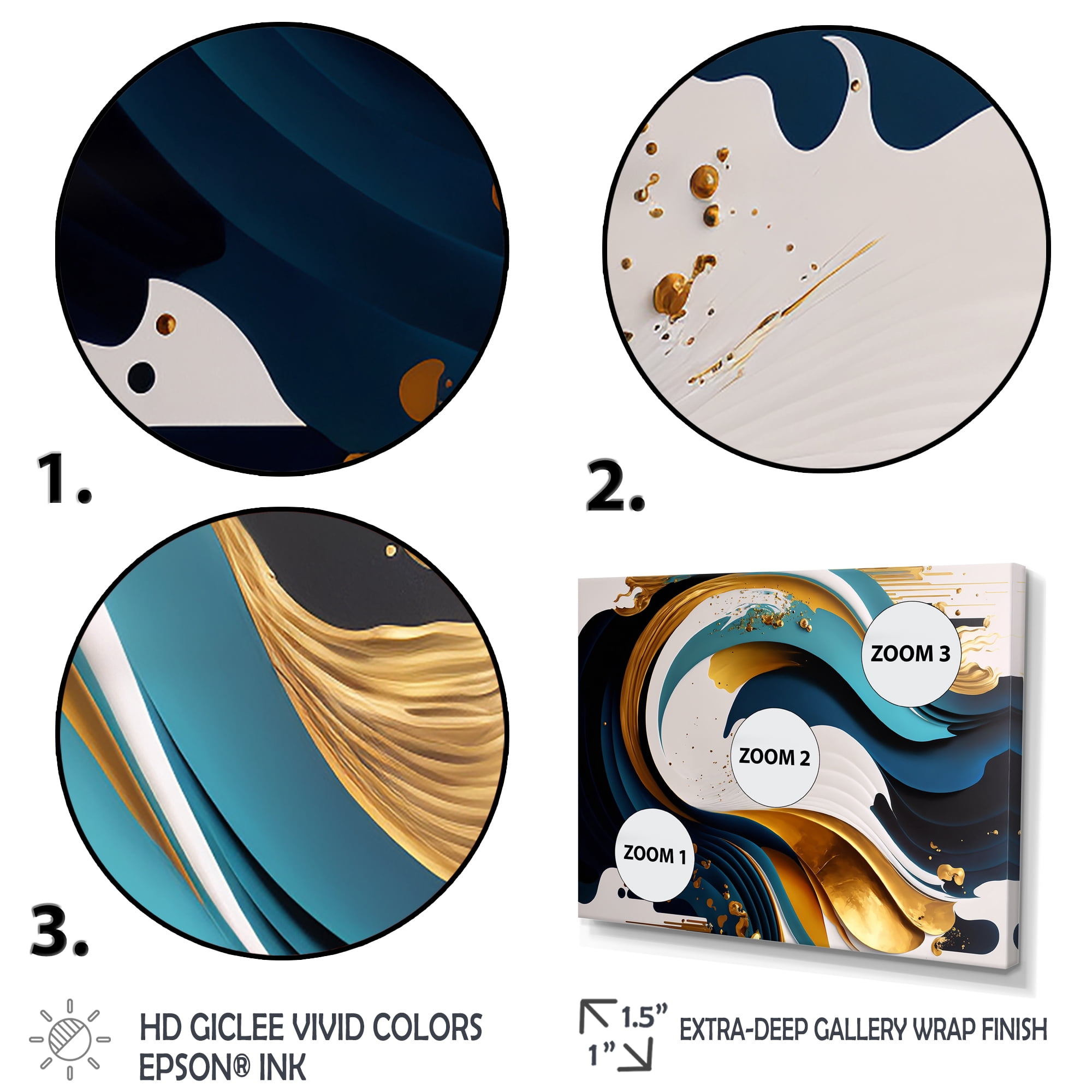 Designart Blue And Gold Modern Art Abstract Painting I Canvas Wall Art
