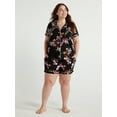thumbnail image 4 of Joyspun Women's Dreamy Soft Collection Notch Collar Top and Shorts Pajama Set, 2-Piece, Sizes XS-3X, 4 of 7