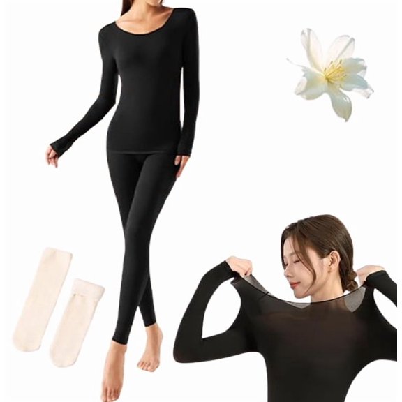 Seamless Elastic Thermal Inner Wear, Breathable Anti Static Set, Ultra-Thin Seamless Soft Elastic Thermal Inner Wear, For Everyday Comfort, Soft Winter Base Layer Set