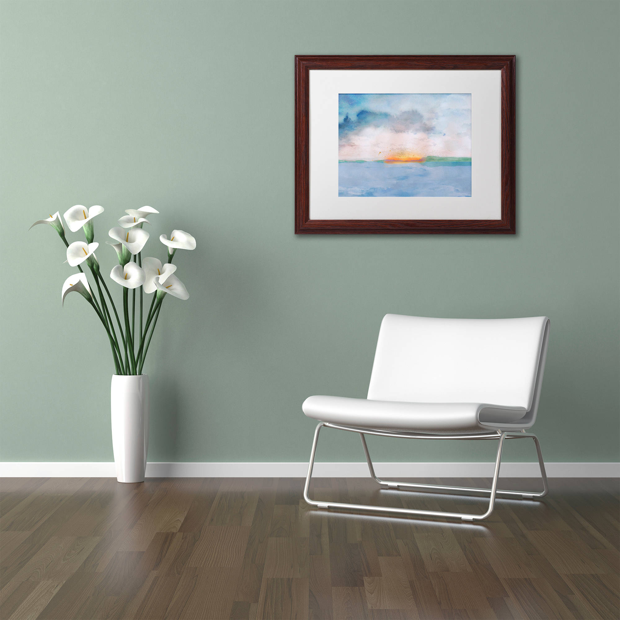 Trademark Fine Art "Sunset" Canvas Art by Lisa Powell Braun, White Matte, Wood Frame
