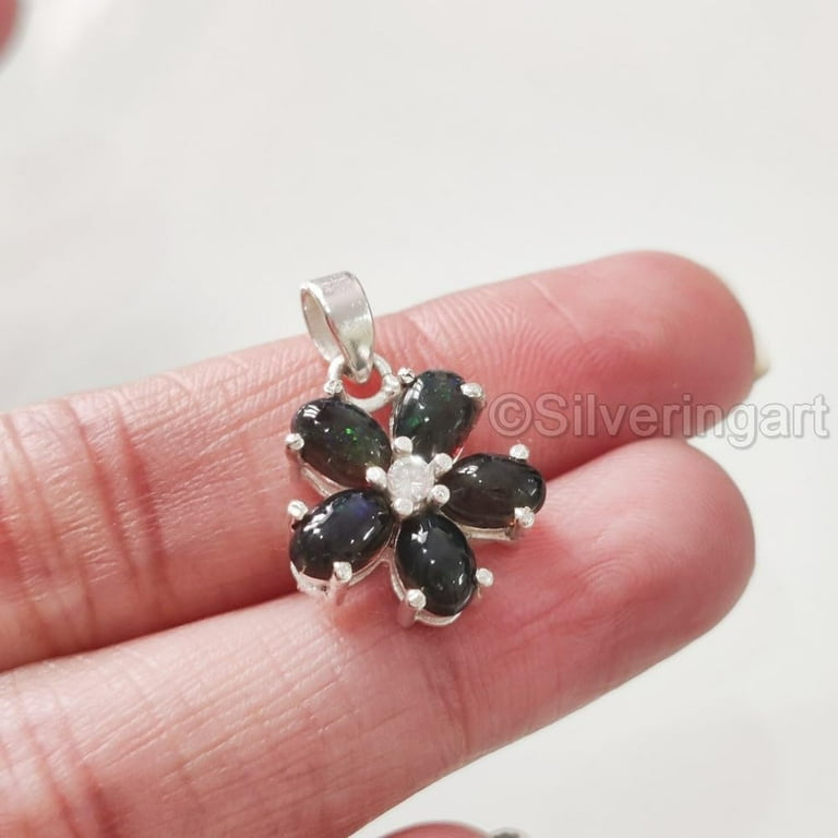 Black Opal Pendant, Natural Black Opal Pendant, October Birthstone