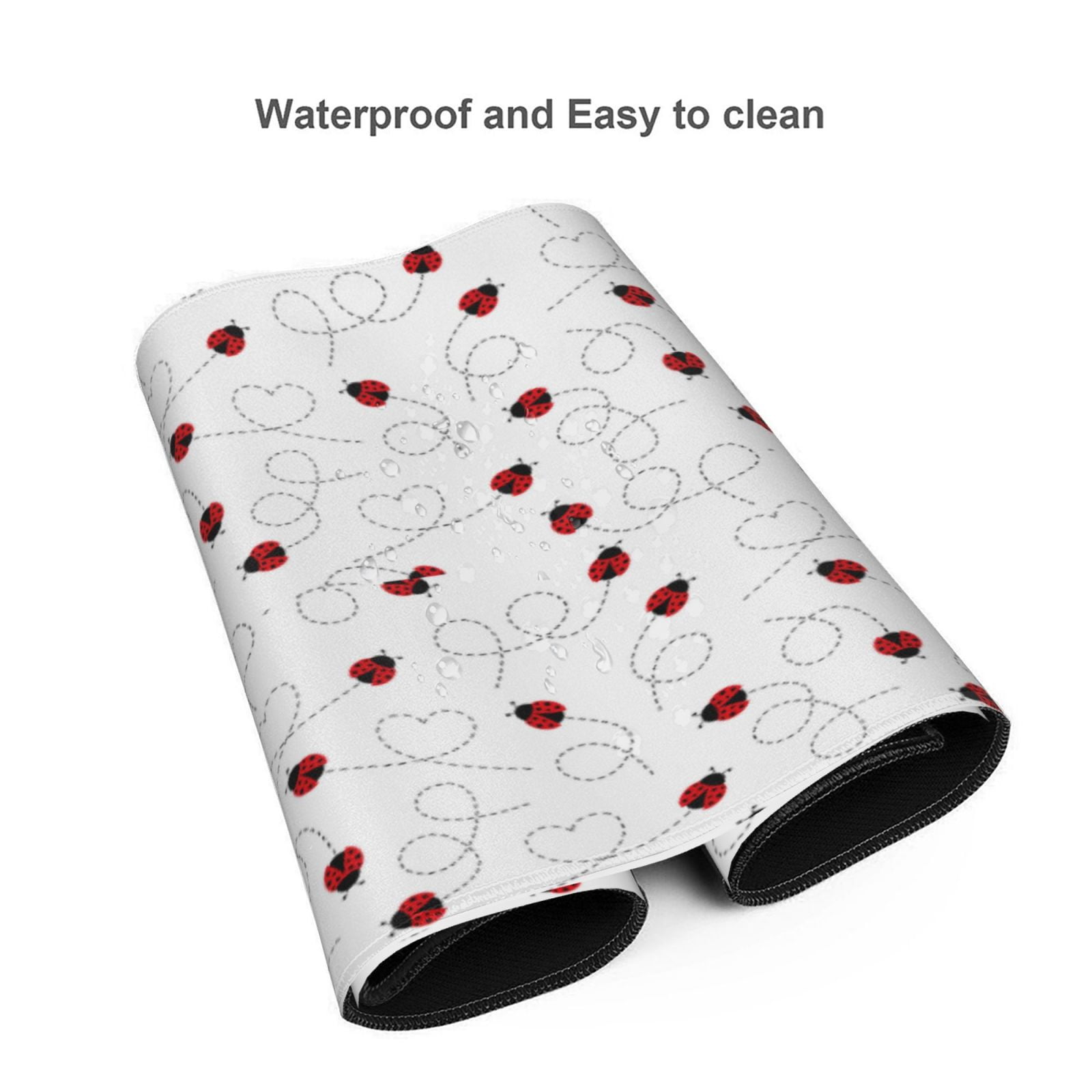 Xecao Ladybugs Flying On Dotted Route Print Large Mouse Pad, 16x35.5in Mousepad, Professional Non-Slip Rubber Base Big Mouse Pad, Mouse Pad for Gaming & Office Full Desk Mouse Pad