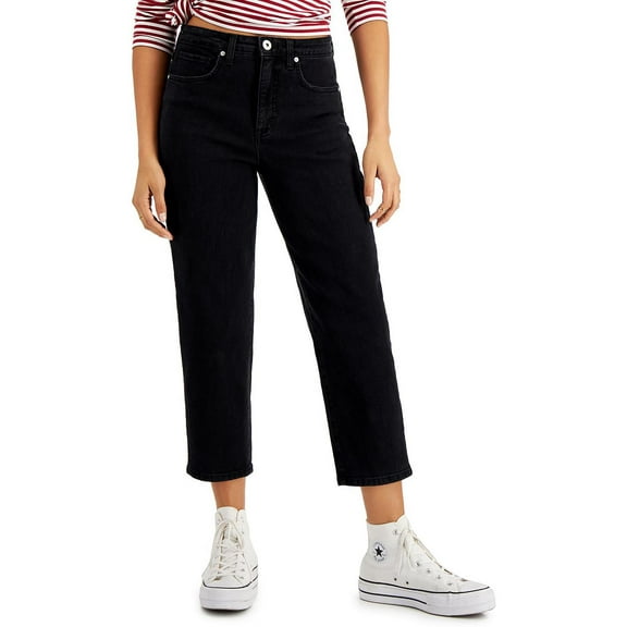 Style & Co. Womens Petites Denim Dark Wash Mom Jeans