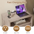 thumbnail image 3 of Gray Oak Nightstands with Charging Station, 2 Drawers & Open Shelf, Wide Bedside Tables for Bedroom, End Side Table, 3 of 7