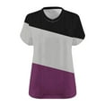 thumbnail image 3 of Women's Plus Size Tops Loose Fit V Neck Crewneck Tees Casual Color Block Short Sleeve T Shirts Summer Workout Top, 3 of 3