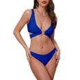 thumbnail image 1 of INSPIRAR CHIC Conjuntos de Bikini de Dos Piezas para Mujeres con Tiras Anchas, Corte en O, Cuello en V, Top con Cierre Trasero y Parte Inferior Triangular, Talla X-Large, Azul Real, 1 of 5