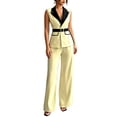 thumbnail image 2 of MLCDZ Two Piece Dressy Sets for Women Collar Sleeveless Top and Wide Leg Loose Straight Pants with Pockets Suits Set Office Work Business Casual Outfits, 2 of 8