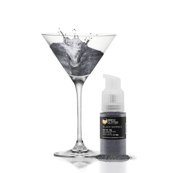 Brew Glitter - Black Shimmer Edible Drink Glitter - Bold Sparkle, Beverage-Safe, 25g Spray Pump