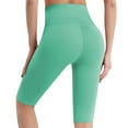 thumbnail image 4 of OSOLU Women High Waist Tight Sports Elastic Solid Color Fitness Yoga Knee Length Pants Workout Stretchy Running Tummy Control Joggers Bottoms Mint Green XXL, 4 of 5