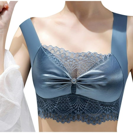 BYOIMUD Lace Bralette Bra Savings Gathering Chest Support Underwear T-shirt Bra Every Bra Wear Everywhere Comfort Gift for Women Fashion 2023 Plus Size Blue L