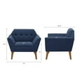 thumbnail image 6 of Maklaine 31.5" Mid-Century Fabric and Solid Wood Lounge Chair in Blue, 6 of 7