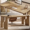 thumbnail image 5 of Tribesigns 63-Inch Executive Desk, Farmhouse Office Computer Desk with Unique Legs, Industrial Writing Workstation Business Furniture for Home Office, Light Brown, 5 of 8