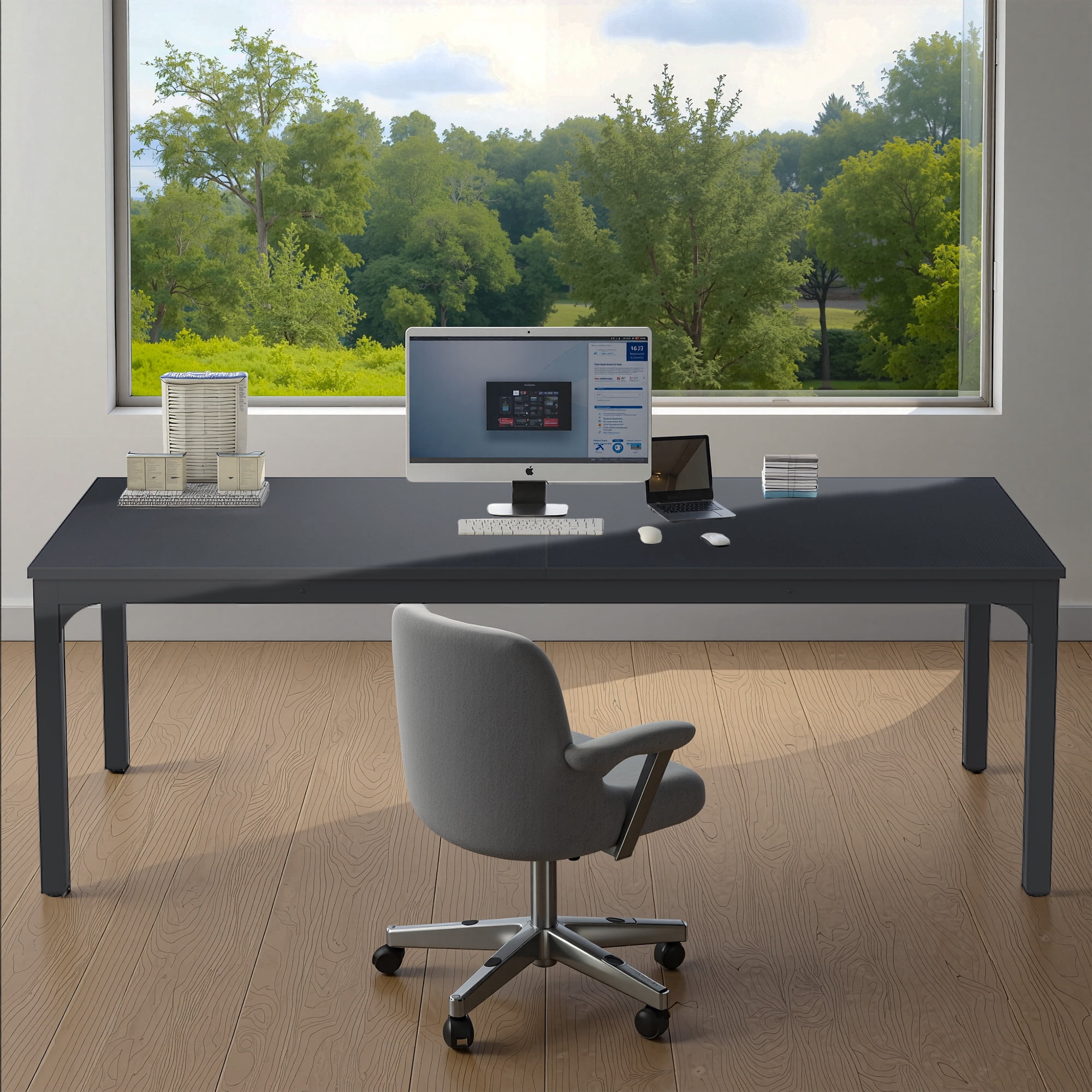 MAYEERTY 78.7 Inch Dining Table, 6-8 Seater Rectangular Table with 25mm MDF Board & Heavy Duty Metal Frame