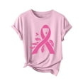 thumbnail image 5 of VKOYWKM Women's Cancer Shirts Breast Cancer Awareness T-Shirt Pink Ribbon Print Inspirational Tops Short Sleeve Crew Neck Breast Cancer Tshirts, 5 of 5