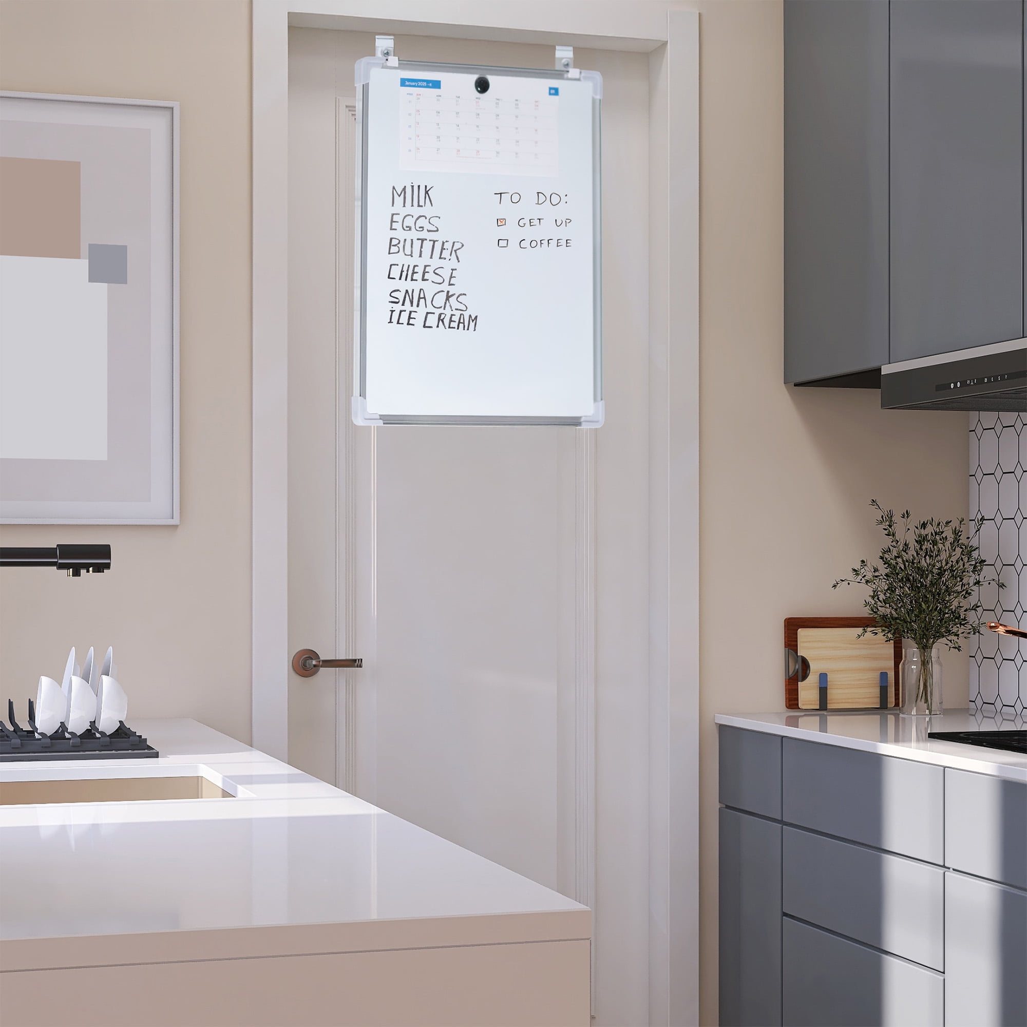 VIVO 24 x 20 inch Hanging Whiteboard with Metal Hook Mounting System for Door