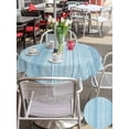 thumbnail image 5 of Outdoor Tablecloth with Umbrella Hole for Patio/Picnic/Party/Camping, Rustic Blue Waterproof Table Cloth Round Cover Washable, Farmhouse Vertical Striped Art (Dia 60"), 5 of 9