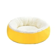 Eastshop Cat Bed Comfortable Non-slip Bottom Easy to Clean Fully Filling Soft Sleep And Rest PP Cotton Round Lamb Velvet Cat Nest for Living Room
