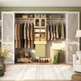 thumbnail image 5 of Homieasy Wall Cabinet with Hanging Rods and Drawer, 65''W Laundry Cabinet with 2 Doors & Shelves, Build-in Medicine Cabinet with Shelf Towers, Small Storage Cabinet, Natural, 5 of 7