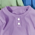 thumbnail image 3 of LIJCC T-Shirt en Coton Côtelé pour Filles, Manches Longues, Col Rond, Ourlet Incurvé, Tunique Unie, Coupe Ajustée, Basique, 3 of 8