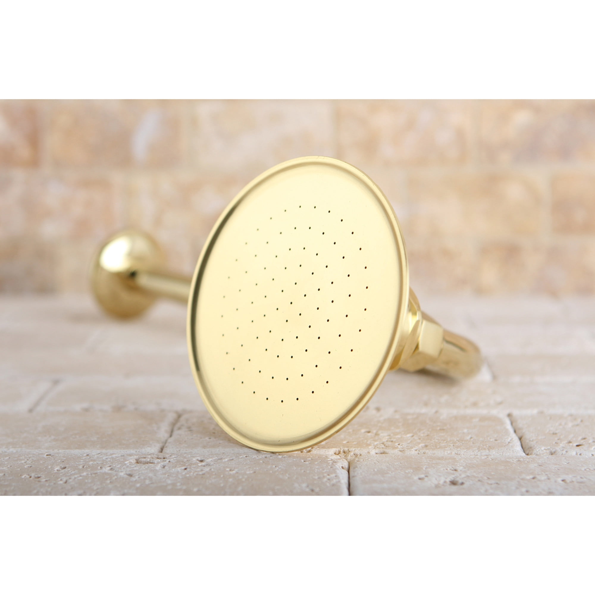 Kingston Brass P10PBCK Victorian 4-13/16-Inch Round Raindrop Brass Shower Head with 12-Inch Shower Arm Combo in Polished Brass