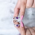 thumbnail image 5 of Rosec Jewels Amethyst Heart Promise Ring for Women - 0.9 Carat - AAA Quality - Amethyst and Diamond Ring - with Jewelry Box, 18K White Gold, US 3.00, 5 of 8