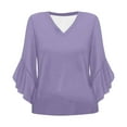 thumbnail image 5 of Uooqdmx Bell Sleeve Tops for Women, V Neck Tops for Women, Blouses for Women Dressy Casual, 3/4 Sleeve Tops for Women, Flowy Tops for Women, Hot Pink 2 L, 5 of 5