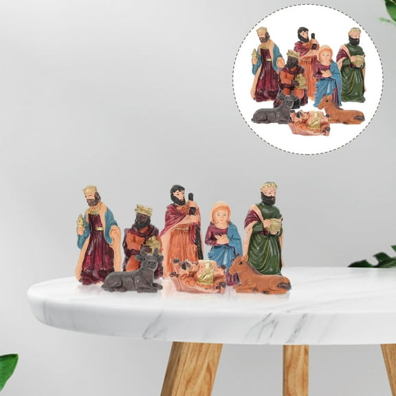 LEORX 1 Set of Crib Figures Resin Christmas Decor for Collectors Home Display