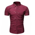 thumbnail image 2 of CEHVOM Chemise Décontractée pour Hommes Boutons Col Rabattu Affaires Ajustée Imprimée Manches Courtes Ventes, 2 of 4