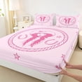 thumbnail image 3 of jejeloiu Chic Western Cowgirl Twin Sheet Sets,Pink Horseshoe Stars Bedding For Girls Kids 3pcs, 3 of 7