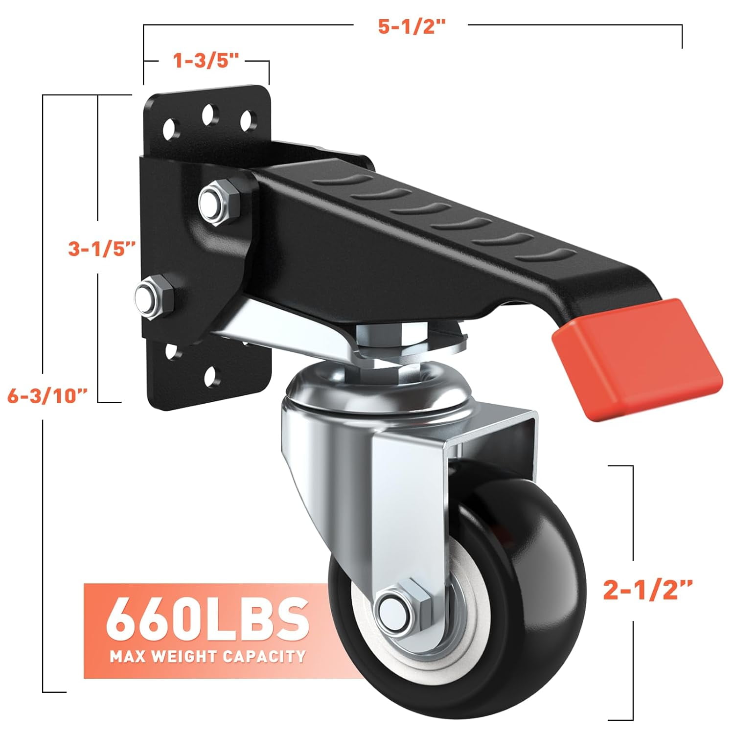 4 Pack Workbench Casters kit 660/720/880/990 Lbs - Retractable Casters Heavy Duty Bench Caster Wheels Designed for Workbenches Machinery & Tables,