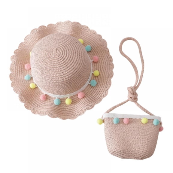 Magazine Sun Hat and Bag for Girl,Toddler Beach Cap Straw Hat and Bag Set, Adjustable Sunhat,Outdoor Nice Panama Hat for Kids
