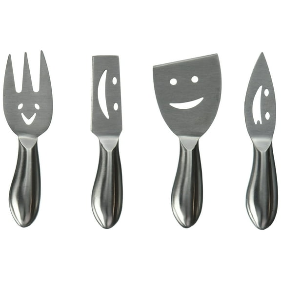 Prodyne Stainless Steel Cheese Knives, Happy Faces, Set of 4
