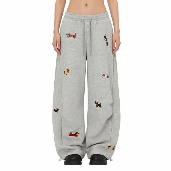 Sweatpants Women Elastic Waist Side Pockets Sport Casual Solid Loose Long Trousers L Womens Sweatpants