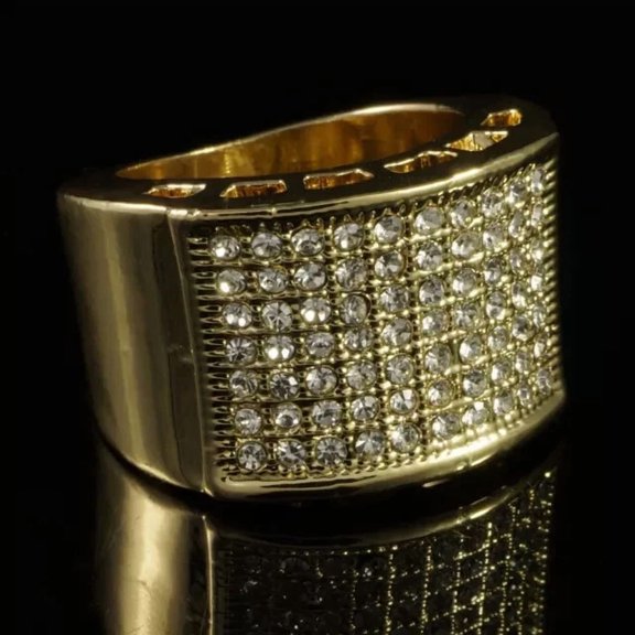 925 Silver 2.0Ct Round Cut Simulated Diamond Men's Engagement Cluster Ring 14K Yellow Gold Plated