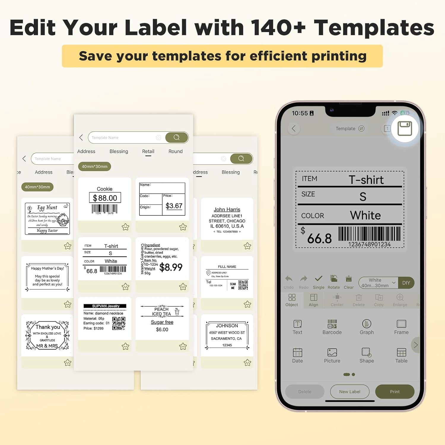 T50M Pro Bluetooth Label Maker Machine with 3 Tapes, Wide Waterproof Label, Versatile App with 40 Fonts and 450+ Icons, Inkless Labeler for Home, Kitchen, School, Black (Machine + 3 Tapes)