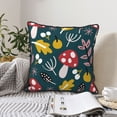 thumbnail image 3 of Housses de Coussin Décoratives en Velours Lot de 2, Housse de Coussin Carrée Douce avec Fermeture Éclair Invisible Impression Nature Forêt Arbres Champignon, 20"x20 Pouces, 3 of 6