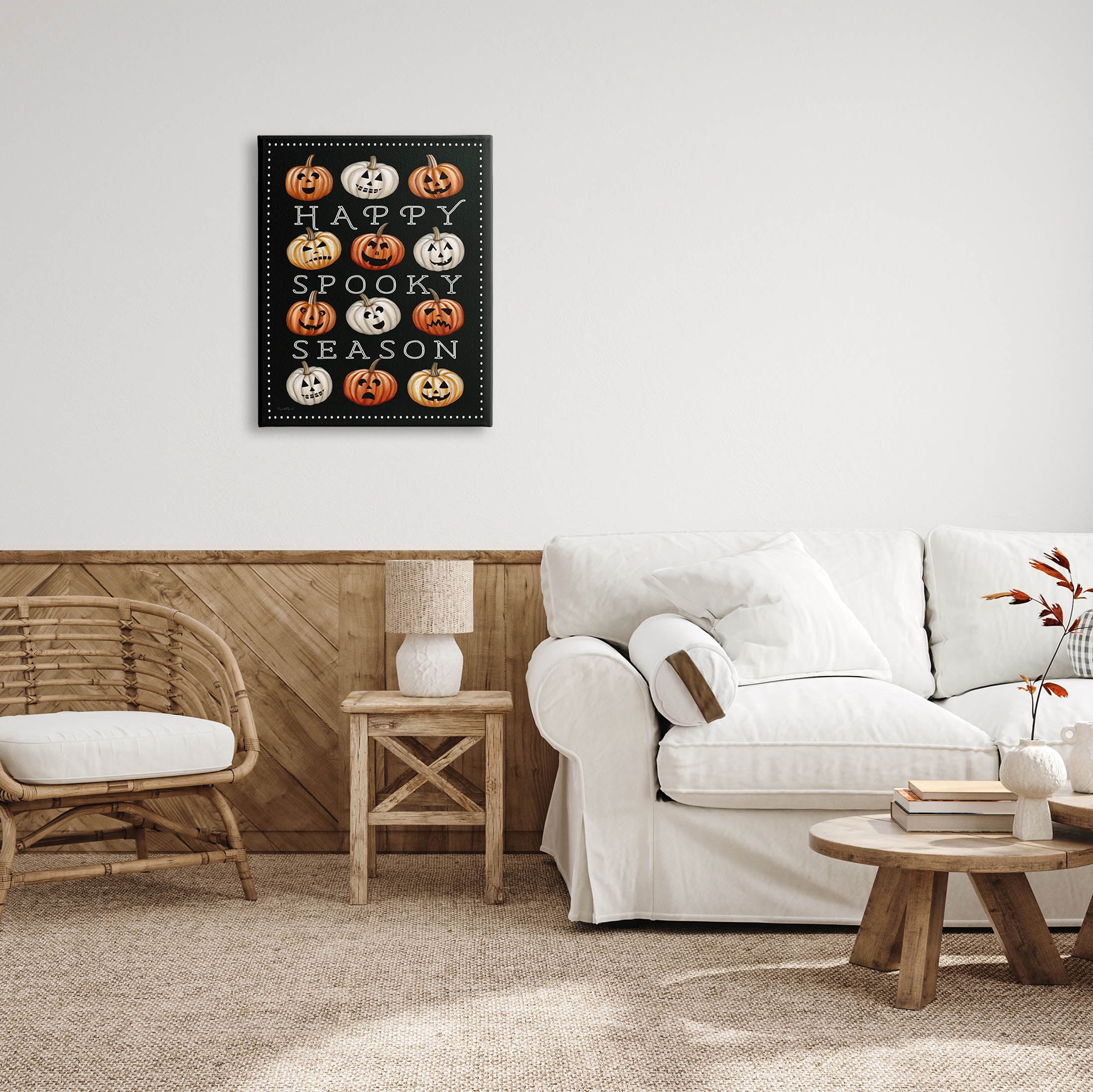 Stupell Industries Happy Spooky Season Pumpkins Graphic Art Gallery Wrapped Canvas Print Wall Art, Design by Elizabeth Tyndall