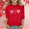 thumbnail image 2 of PMVFHDE Hauts d'Été pour Filles T-Shirts Graphiques pour Filles Hauts d'Été Tendance Hauts pour Filles T-Shirt Robes pour Filles Imprimé de la Saint-Valentin Col Rond Fonctionnel Manches 3/4 T-Shirt Rouge, 11-12 Ans, 2 of 4
