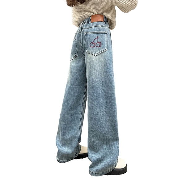 WAYUTE Stylish Girls Denim Pants for Big Kids Comfort Stretch Jeans with Classic Fit and Durable Construction for Daily Play and School Wear