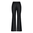 thumbnail image 5 of SELONE Black Leather Wide Leg Pants Women Mid Waist Plus Size Trousers Elastic Waist Full Length Lounge Pants Casual Long Trendy Pants Pull on Solid Straight Lightweight Comfortable M Summer Clothes, 5 of 6