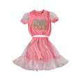 thumbnail image 2 of Mialoley Little Girls Round Neck Sequin Decor Tops + Mesh Layer Shorts Skirts, 2 of 7