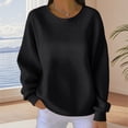 thumbnail image 2 of ManxiVoo Chandail en Molleton Basique à Col Rond pour Femmes Manches Longues Chandail-Over Polyvalent Confortable Taille m Noir, 2 of 9