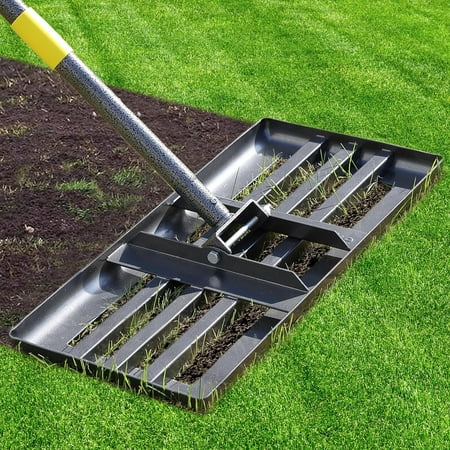 LCOKEIY Lawn Leveling Rake, Level lawn Tool 17" x 10", 5ft Adjustable Long Handle Level Lawn Rake for Soil Grass Golf Field