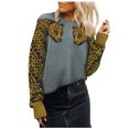 thumbnail image 1 of Mujeres verano moda casual suelta manga completa costura animal print o cuello blusa suéter Fridja  hjk856, 1 of 5