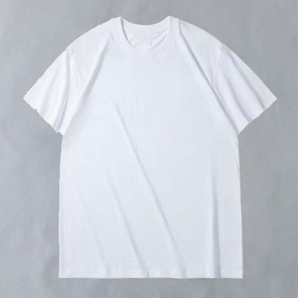 Tops para hombre, blusas y camisas de cuello redondo y manga corta para hombre, de color liso, a la moda, informales, ventiladas, con cuello redondo, para hacer ejercicio, de poliéster, de manga corta