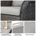 thumbnail image 5 of PARKWELL 4-Piece Outdoor Patio Furniture Set 5-Seat High Back Conversation Set with 30" Fire Pit Table and Swivel Glider for Patio Garden Deck,Brown Wicker Gray Cushions, 5 of 8