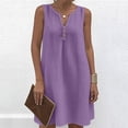 thumbnail image 5 of Levmjia Women's Summer Sleeveless Tank Dress Casual Cotton Linen Maxi Dress V Neck Button Detail Solid Color Loose Fit A Line Long Dress Beach Vacation Daily Wear Flowy Sundress, 5 of 8